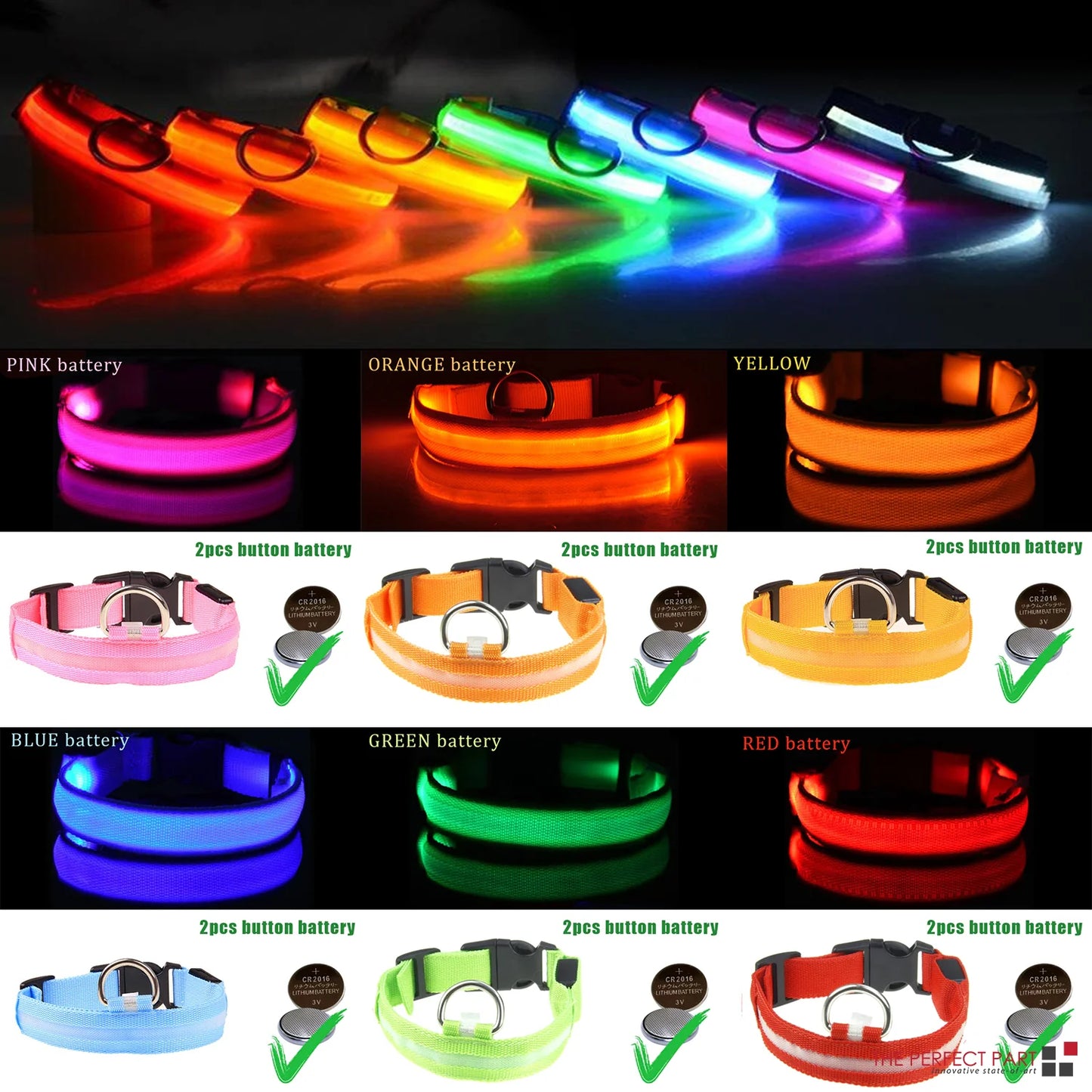 Waterproof Adjustable LED Dog Collar